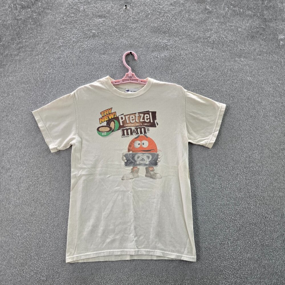 Gildan Men Shirt S White Graphic M&M Character Logo Short Sleeve